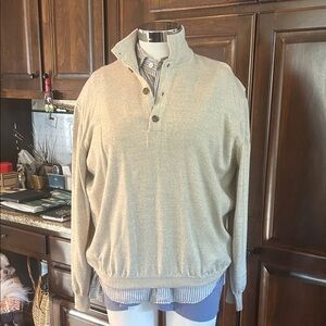 Paul Fredrick Sz XL 100% Merino Men's Beige Sweater GUC